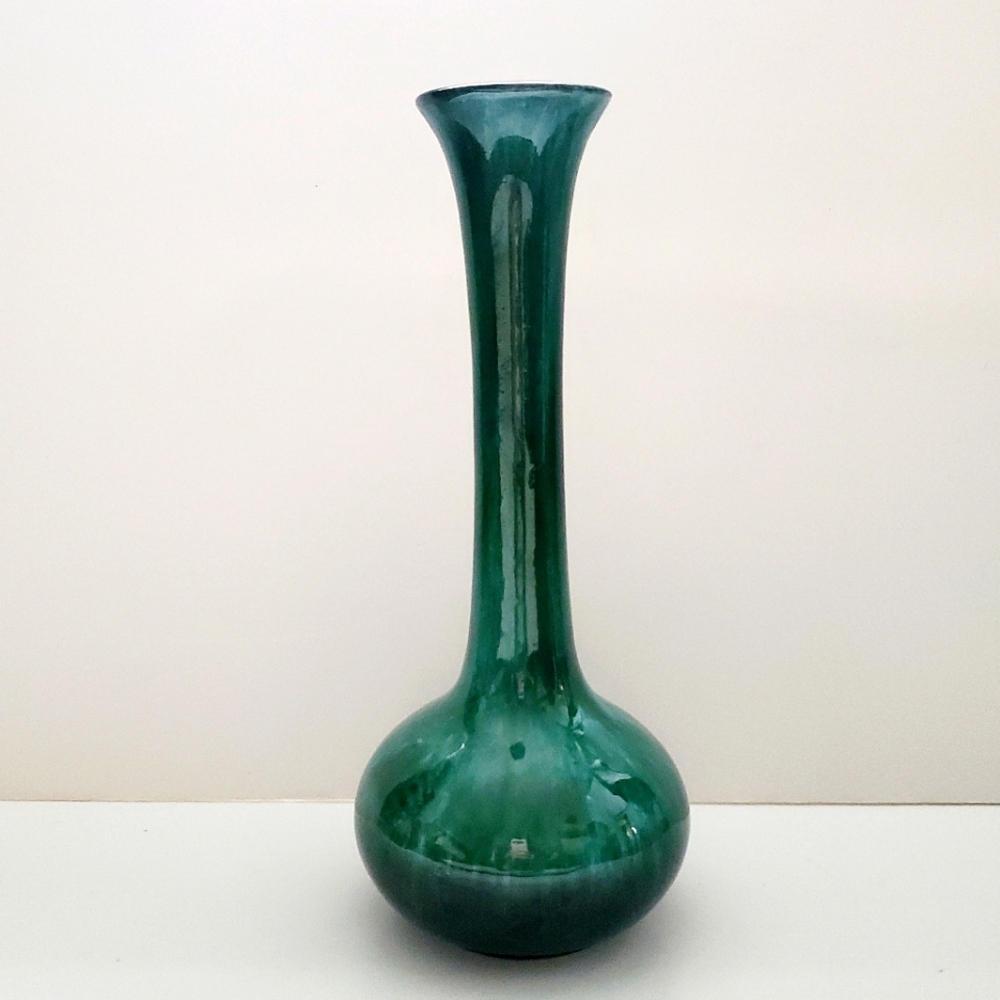 MCM Blue Mountain Pottery Vase Red Clay Ceramic w/ Glossy Drip Glaze Minimalist